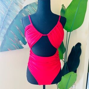 Vibrant Red Cutout Swimsuit